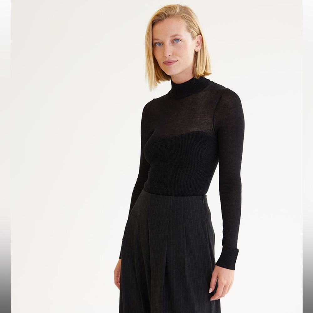 Long-Sleeve Bustier-Effect Pullover - New with tag